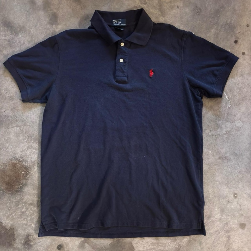 Vintage Polo by Ralph Lauren Men's Navy Blue Polo Shirt